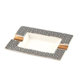Ashtray Angelo Ceramic White - Black pattern