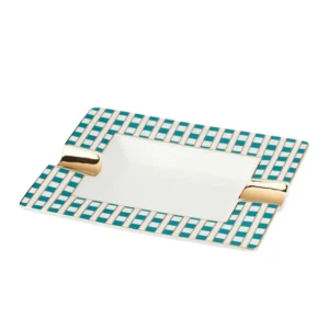 Ashtray Angelo Ceramic White - Green pattern